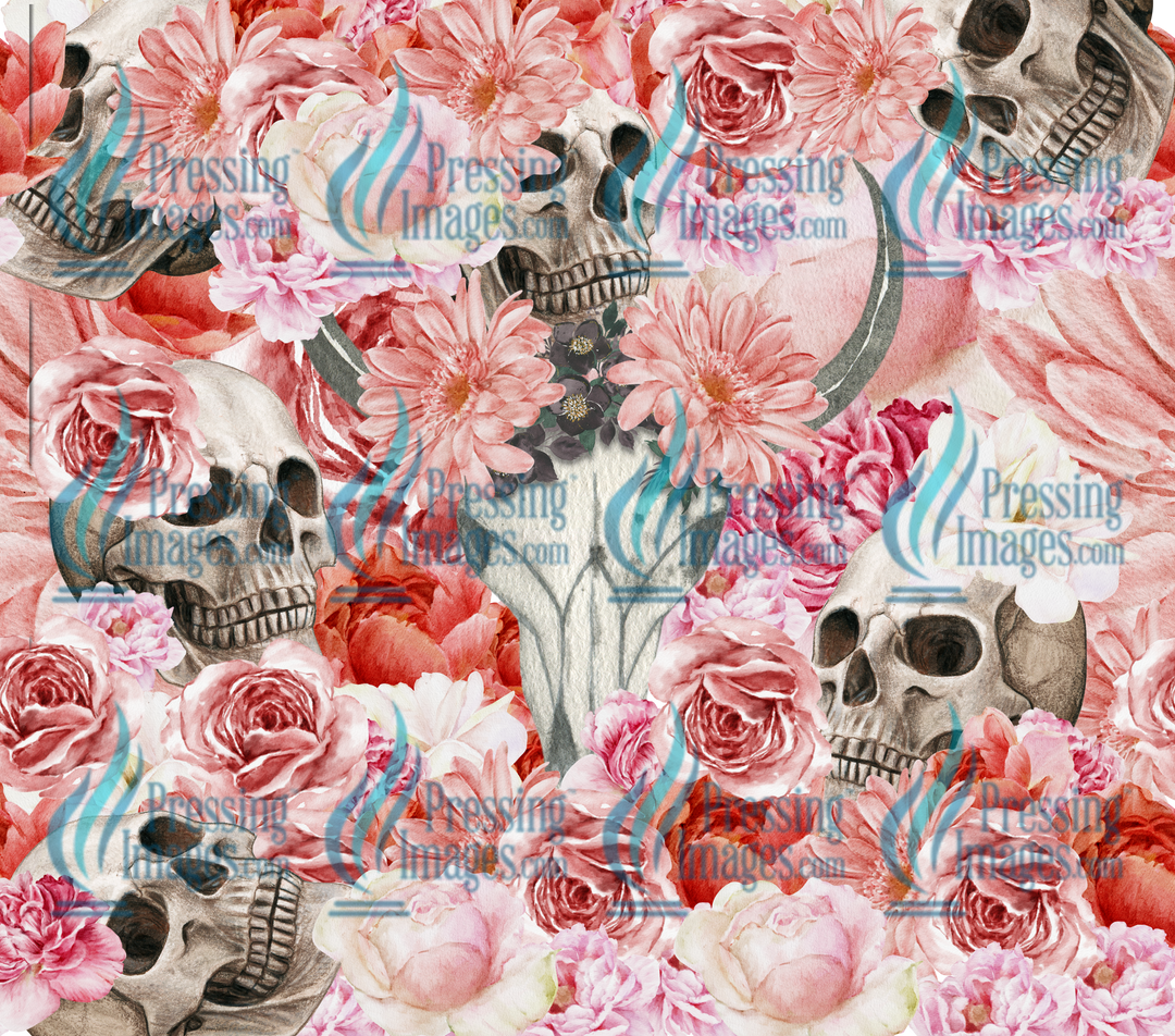 5181 Floral Skulls Tumbler Wrap