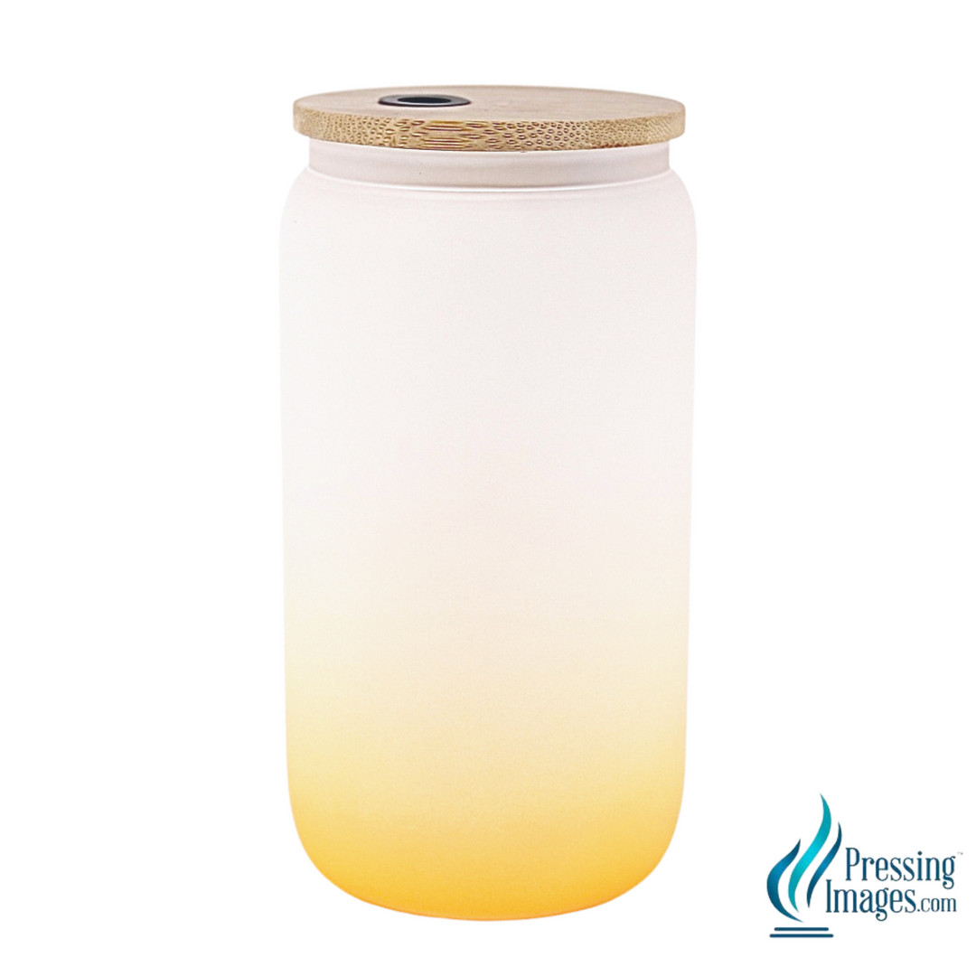 Coloured 16oz Frosted Glass with Bamboo Lid for Sublimation