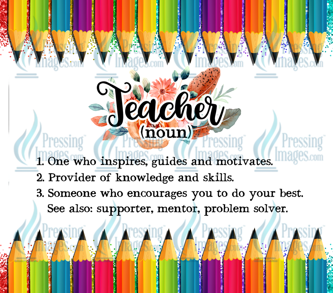 1370  Teacher Definition Rainbow Pencils Tumbler Wrap