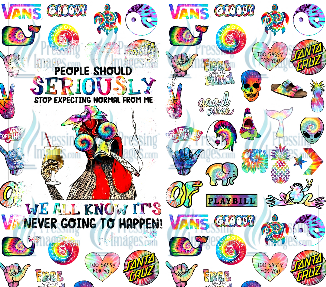 5898 Chicken Stop Expecting Normal Hippie Pattern Tumbler Wrap