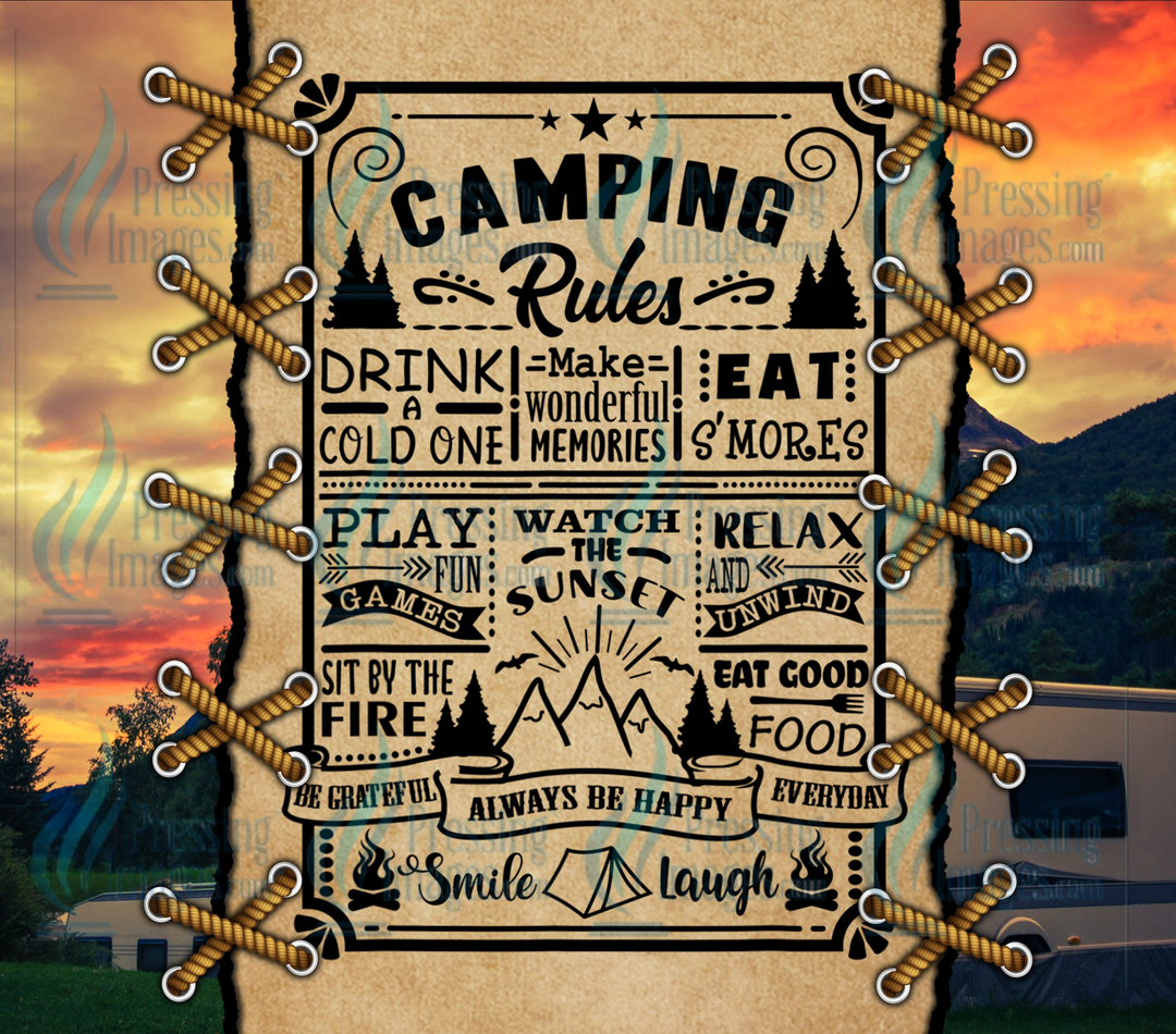 5923 Camping Rules Tumbler Wrap