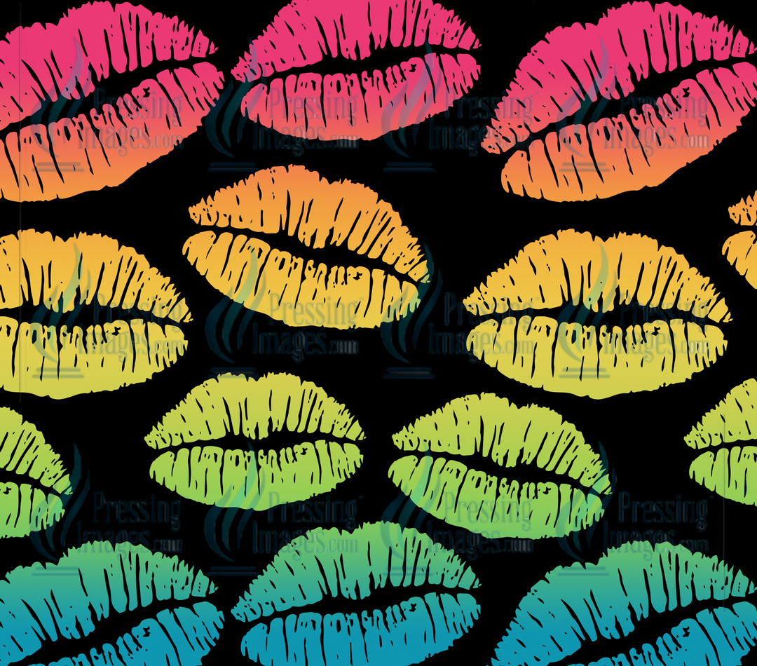 6240 Neon rainbow kisses design lips Tumbler Wrap