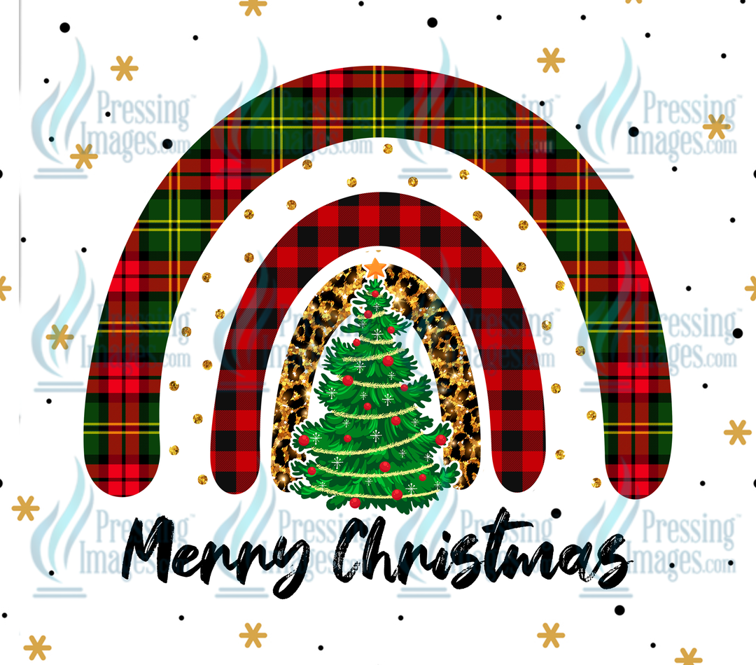 1385 Merry Christmas Tree Rainbow Leopard Tumbler Wrap