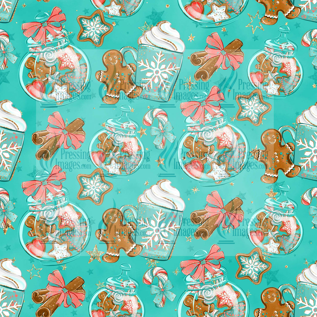 6452 Teal And Pink Gingerbread Tumbler Wrap
