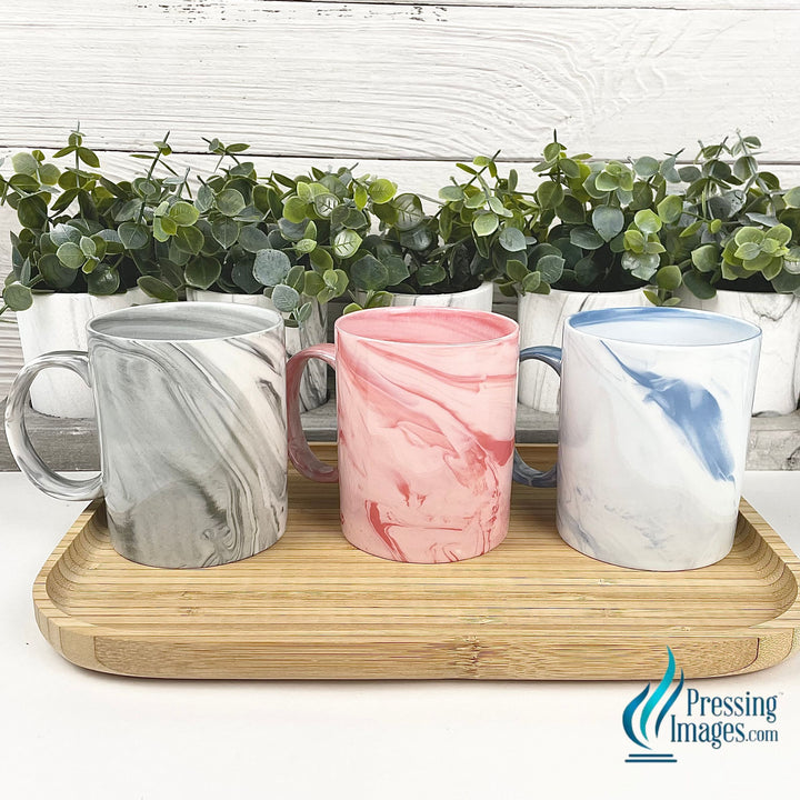 ceramic mugs for sublimation with a marble effect