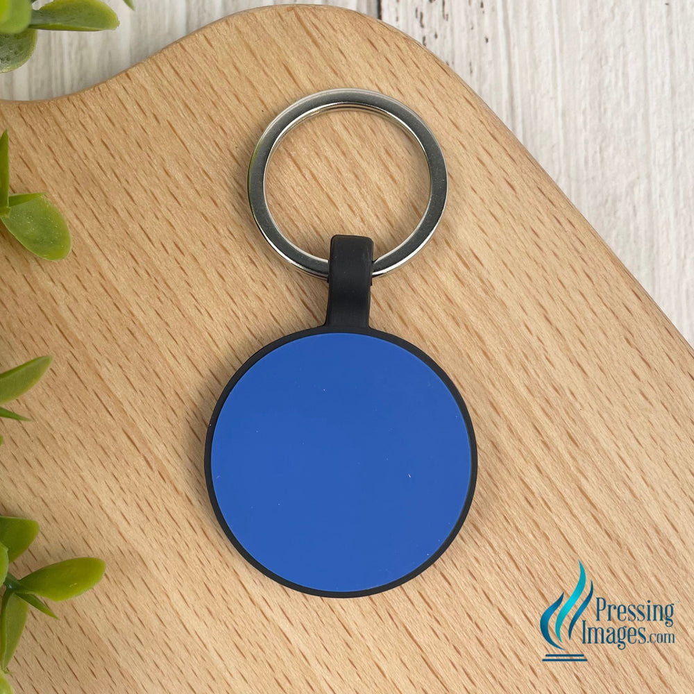 Blue circle silicone keychain for engraving