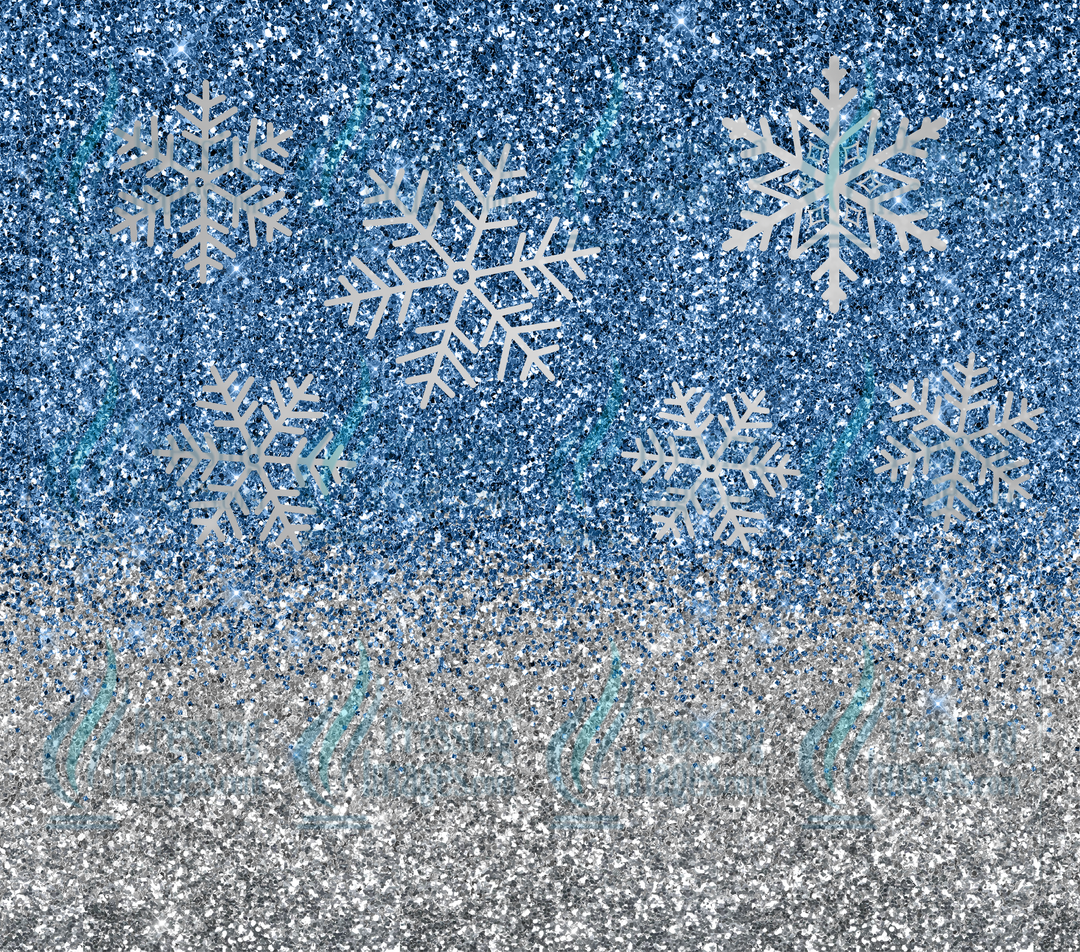 5305 Blue Glitter Snowflakes Tumbler Wrap