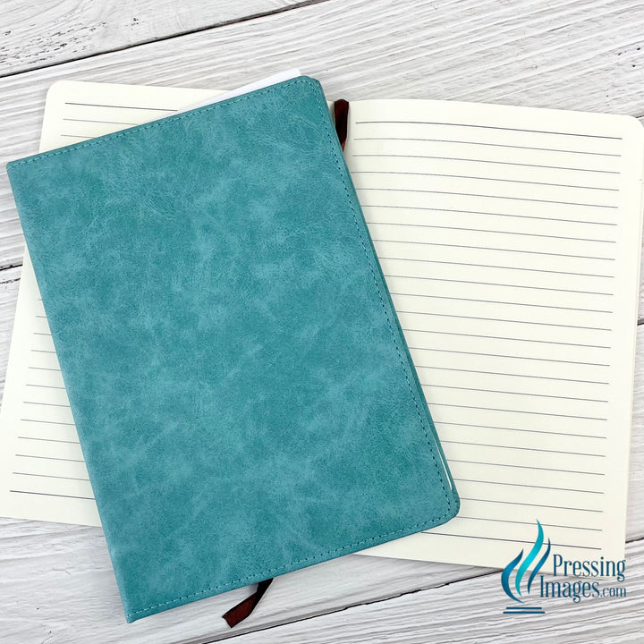 Large light blue notebook with removable lined paper for flat lay designs