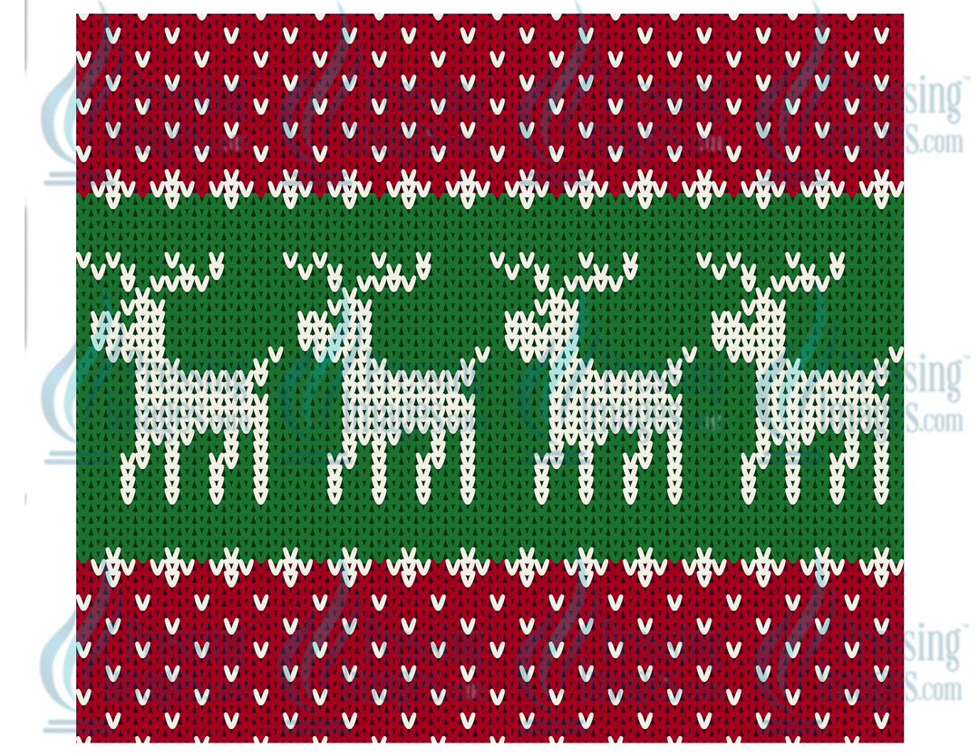 1199 Christmas Knitted Deer Red Green Wrap