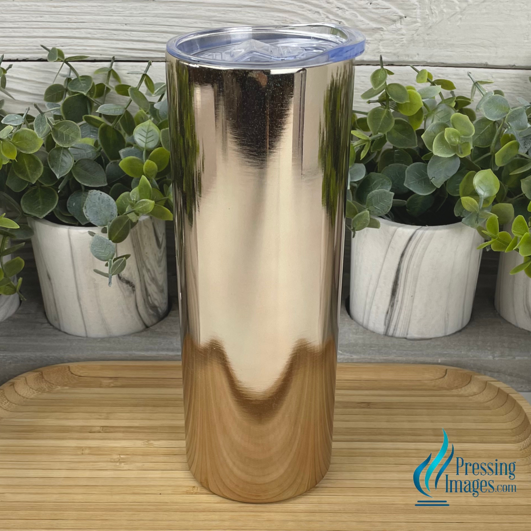 Gold Mirror Chrome Shimmer Skinny 20oz Tumbler- Straw not included