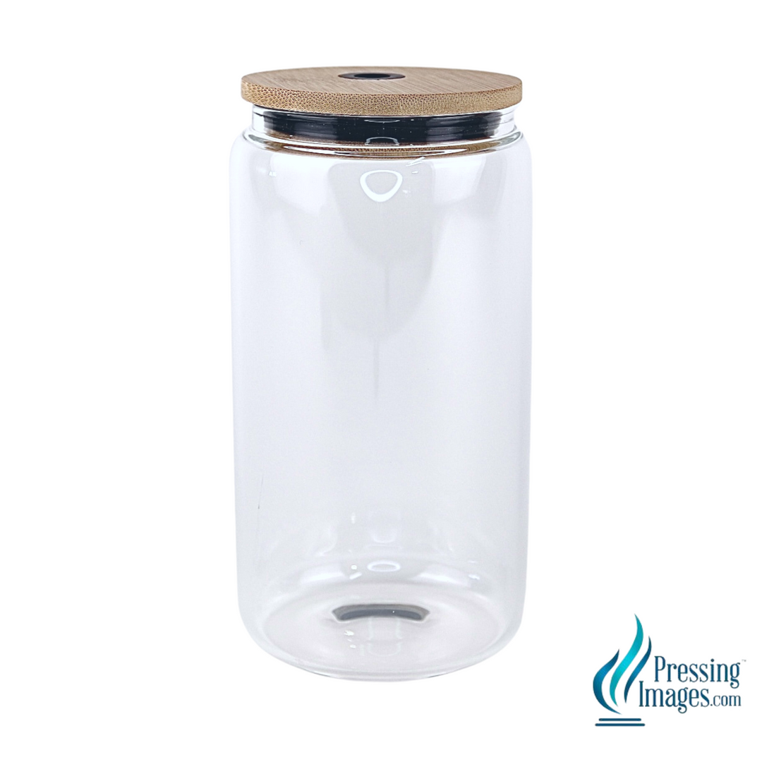 16oz Glass with Bamboo Lid Sublimation