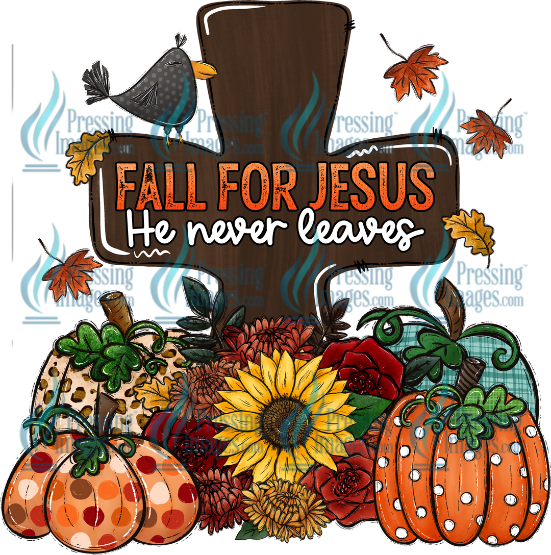 Decal: 1059 Fall For Jesus He Never Leaves