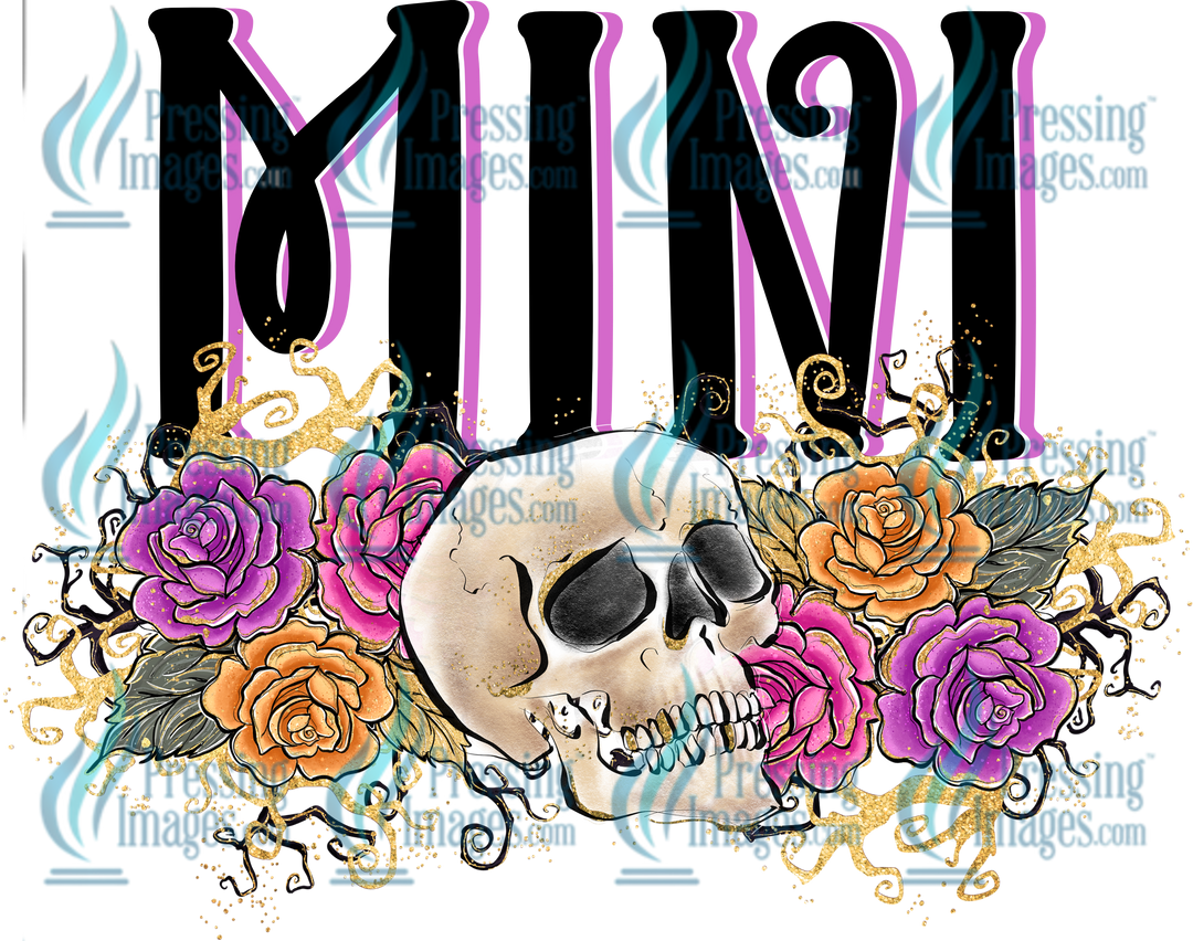 Decal: 1071 Skull With Flowers Mini