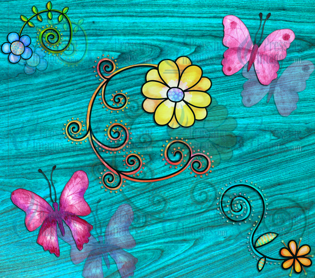 6090 Flowers Butterflies Tumbler Wrap