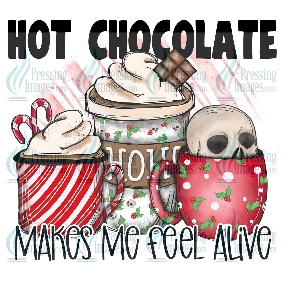 Decal: 1633 Hot chocolate makes me feel alive skull