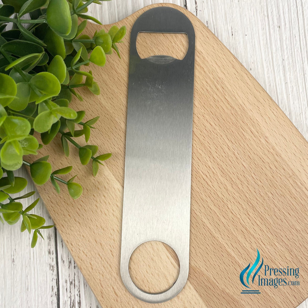 Large double sided stainless steel bottle opener