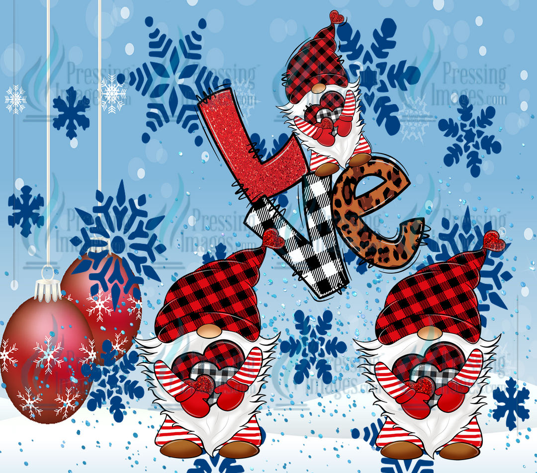 6126 Love Christmas Gnomes Tumbler Wrap
