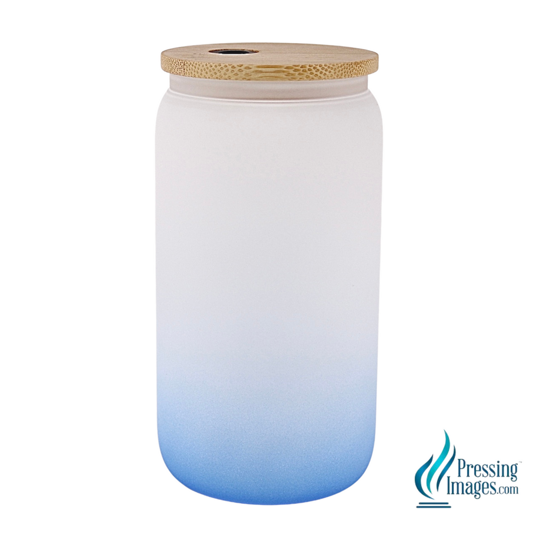 Coloured 16oz Frosted Glass with Bamboo Lid for Sublimation